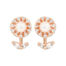 Etnico Valentine's Special Rose Gold Plated & White Floral Studs Earrings for women (E2971)