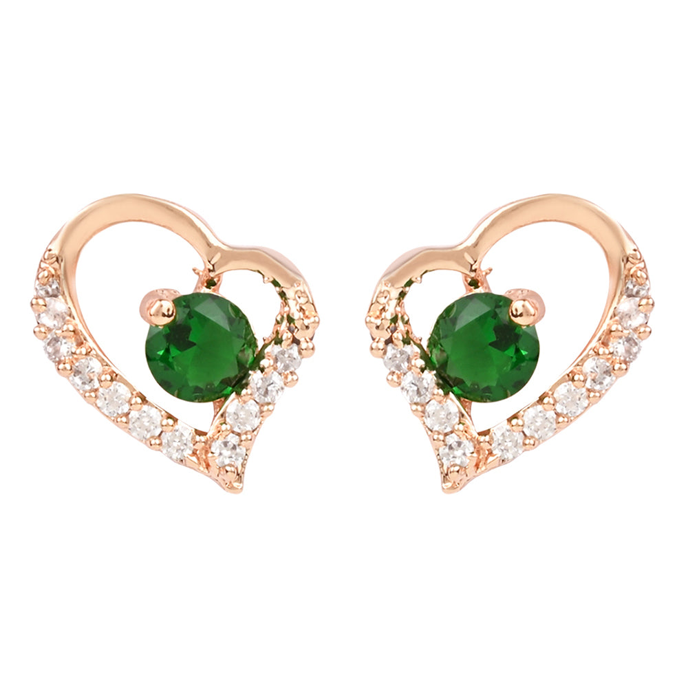 Etnico Valentine's Special Rose Gold-Plated Heart Shaped Studs for Women (E2972G)