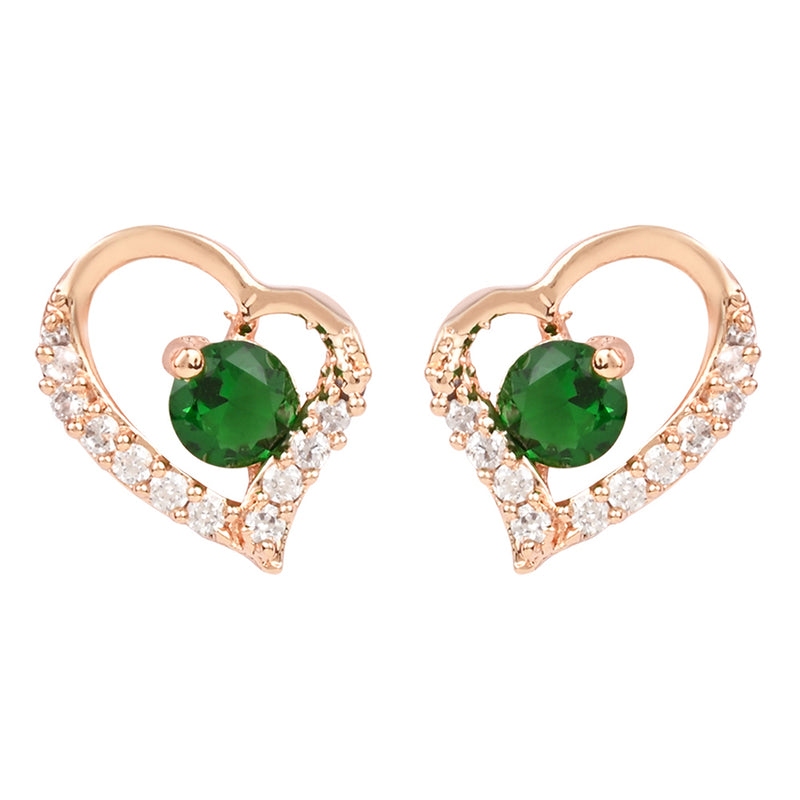 Etnico Valentine's Special Rose Gold-Plated Heart Shaped Studs for Women (E2972G)