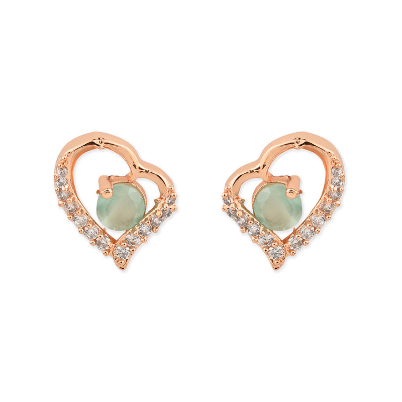 Etnico Valentine's Special Rose Gold-Plated Heart Shaped Studs for Women (E2972Min)