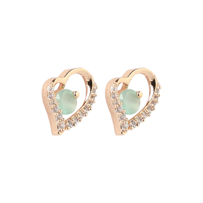 Etnico Valentine's Special Rose Gold-Plated Heart Shaped Studs for Women (E2972Min)