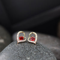Etnico Valentine's Special Rose Gold-Plated Heart Shaped Studs for Women (E2972R)
