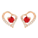 Etnico Valentine's Special Rose Gold-Plated Heart Shaped Studs for Women (E2972R)