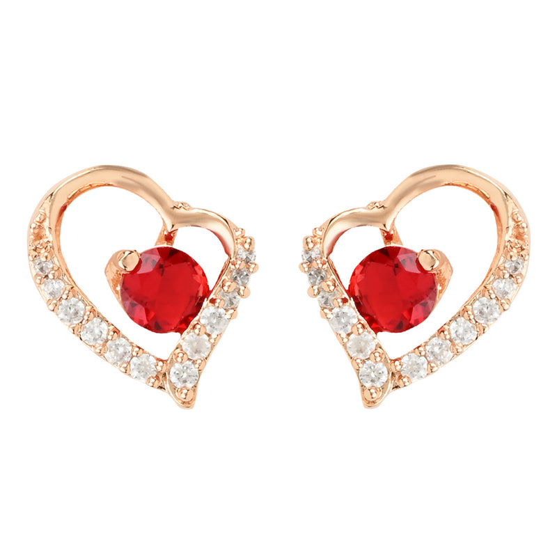 Etnico Valentine's Special Rose Gold-Plated Heart Shaped Studs for Women (E2972R)