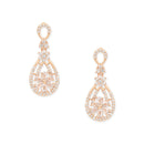 Etnico Valentine's Special Rose Gold Plated & White AD Studded Drop Earrings for Women (E2976)