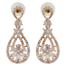 Etnico Valentine's Special Rose Gold Plated & White AD Studded Drop Earrings for Women (E2976)