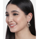 Etnico Valentine's Special Rose Gold Plated & White AD Studded Drop Earrings for Women (E2977)