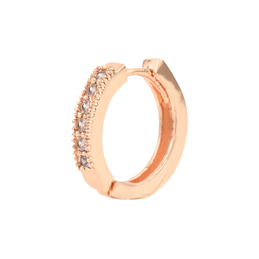 Etnico Valentine's Special Rose Gold-Plated Contemporary AD Studs Earrings for Women (E2978)