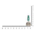 Etnico Silver Oxidised Traditional Kundan & Stone Studded Jhumka Earrings For Women (E2980ZG)