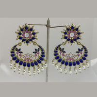 Midas Touch Gold Plated Blue Meenakari And Kundan Dangler Earrings - E3001