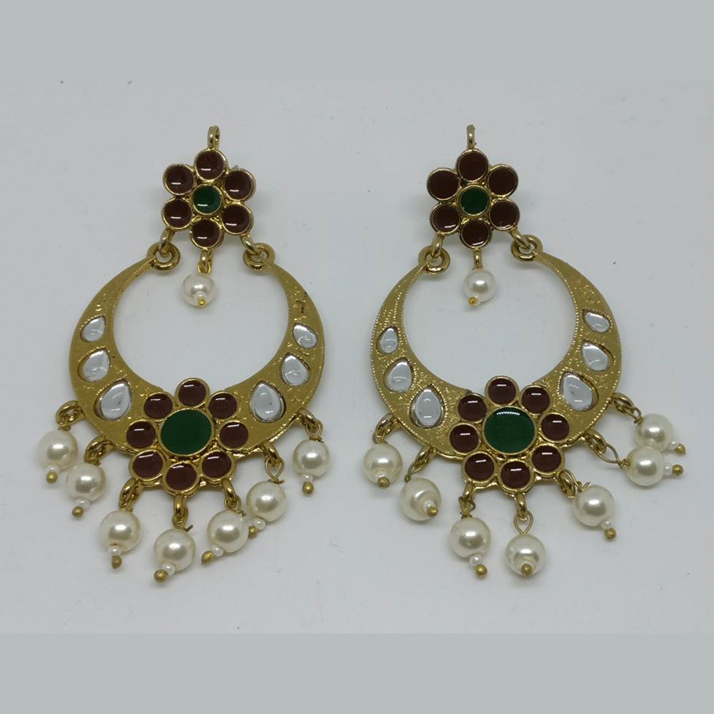 Midas Touch Gold Plated Meenakari & Kundan Dangler Earrings