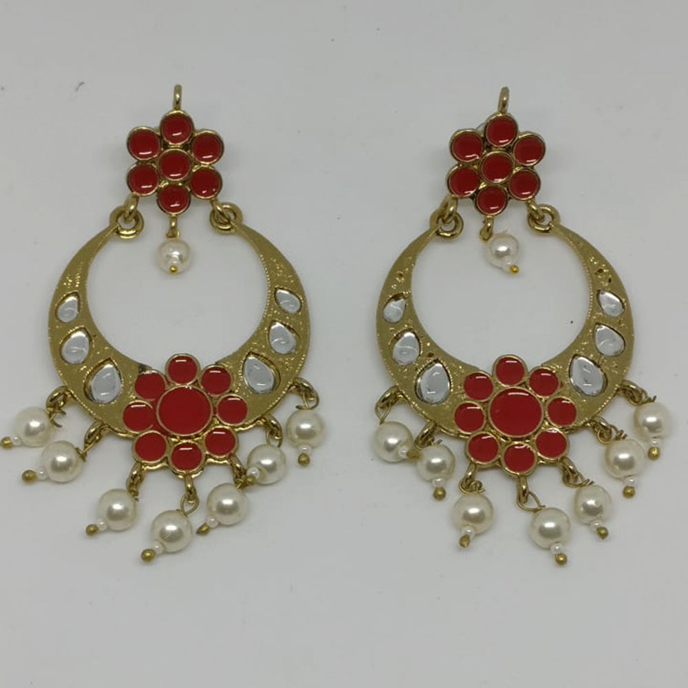 Midas Touch Gold Plated Meenakari & Kundan Dangler Earrings