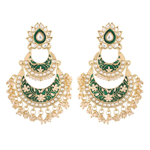 Etnico Women's Gold Plated Intricately Designed Traditional Meenakari Earrings Glided with Kundans & Pearls (E3003G)