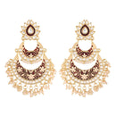 Etnico Women's Gold Plated Intricately Designed Traditional Meenakari Earrings Glided with Kundans & Pearls (E3003M)