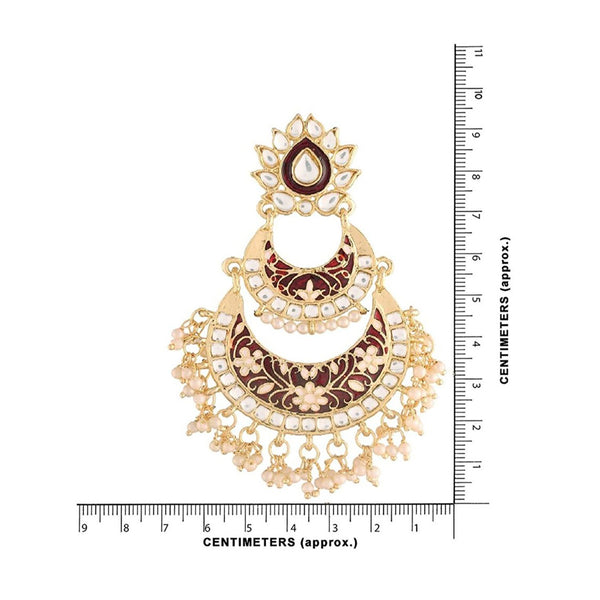 Etnico Women's Gold Plated Intricately Designed Traditional Meenakari Earrings Glided with Kundans & Pearls (E3003M)