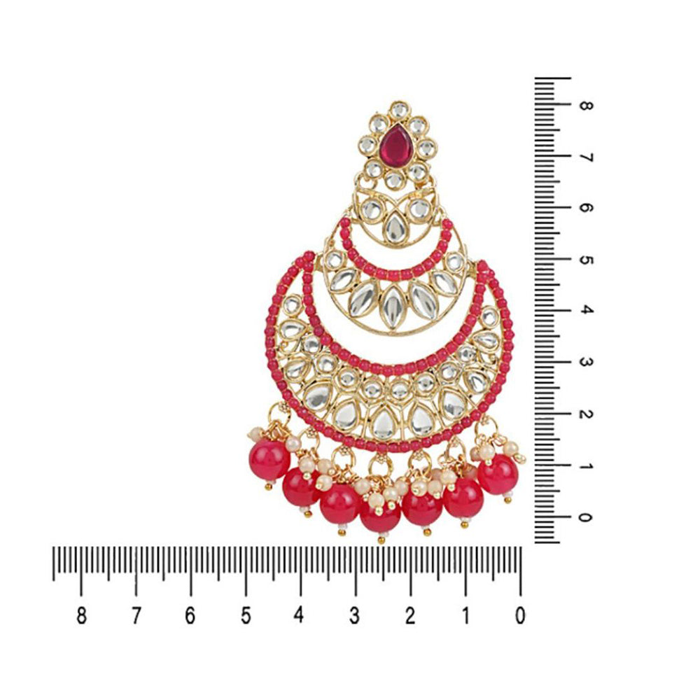 Etnico Gold Plated Traditional Handcrafted Pearl Kundan Beaded Chandbali Earrings for Women/Girls (E3029Q)