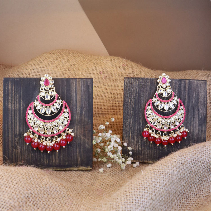 Etnico Gold Plated Traditional Handcrafted Pearl Kundan Beaded Chandbali Earrings for Women/Girls (E3029Q)