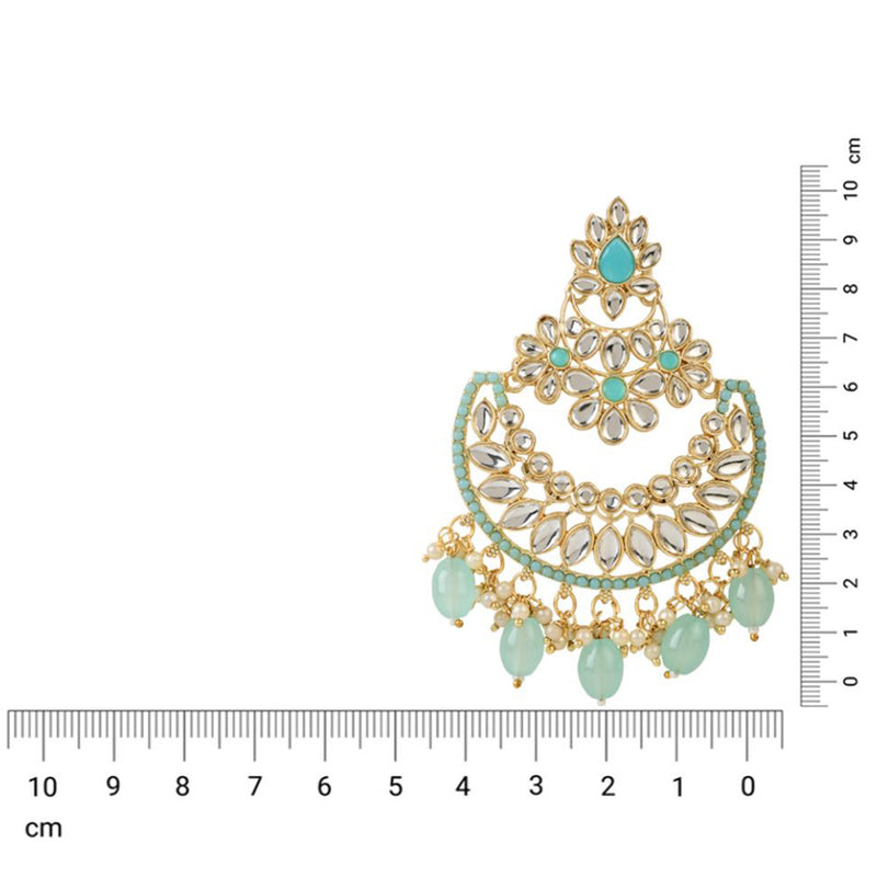 Etnico Gold Plated Traditional Handcrafted Pearl Kundan Beaded Chandbali Earrings for Women/Girls (E3030Sb)