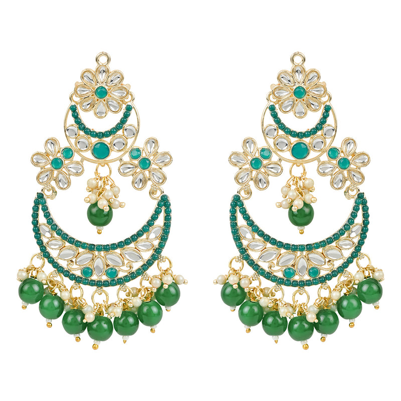Etnico Gold Plated Traditional Handcrafted Pearl Kundan Beaded Chandbali Earrings for Women/Girls (E3031G)