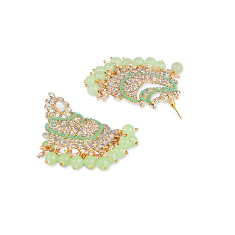 Etnico Gold Plated Traditional Handcrafted Pearl Kundan Beaded Chandbali Earrings for Women/Girls (E3033Min)