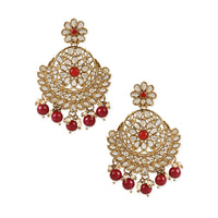 Etnico Gold Plated Traditional Meenakari Kundan & Stone Studded Chandbali Earrings For Women (E3059M)