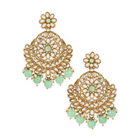 Etnico Gold Plated Traditional Meenakari Kundan & Stone Studded Chandbali Earrings For Women (E3059Sb)