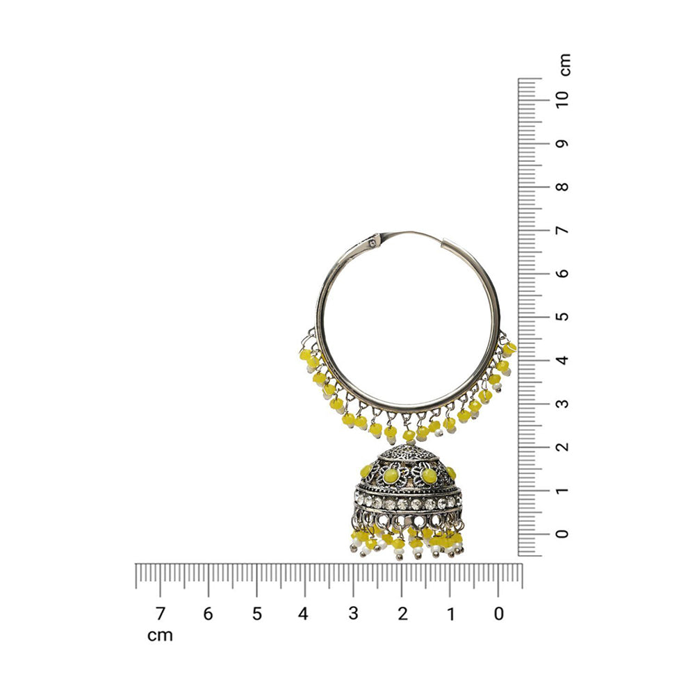 Etnico Silver Plated Traditional Handcrafted Yelllow Pearl Jhumki Earrings for Women/Girls(E3060ZY)