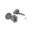 Etnico Silver Oxidised Traditional Kundan & Stone Studded Jhumka Earrings For Women (E3062OX)