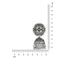 Etnico Silver Oxidised Traditional Kundan & Stone Studded Jhumka Earrings For Women (E3064OX)