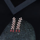 Etnico Valentine's Special Rose Gold Plated Glittering American Diamond Stone Studded Dangle & Drop Earrings for Women & Girls (E3065Q)