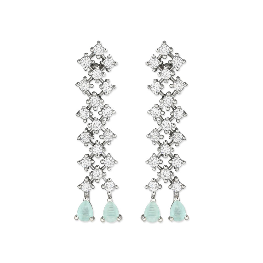 Etnico Valentine's Special Silver Plated Glittering Crystal AD Stone Dangle & Drop Earrings for Women & Girls (E3065ZMin)