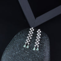 Etnico Valentine's Special Silver Plated Glittering Crystal AD Stone Dangle & Drop Earrings for Women & Girls (E3065ZMin)