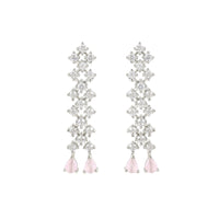 Etnico Valentine's Special Silver Plated Glittering Crystal Pink AD Stone Dangle & Drop Earrings for Women & Girls (E3065ZPi)