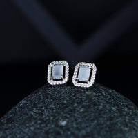Etnico Valentine's Special Silver Plated Grey CZ & American Diamond Beautiful Studs Earrings for Women/Girls (E3066ZGr)