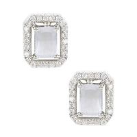 Etnico Valentine's Special Silver Plated Grey CZ & American Diamond Beautiful Studs Earrings for Women/Girls (E3066ZGr)