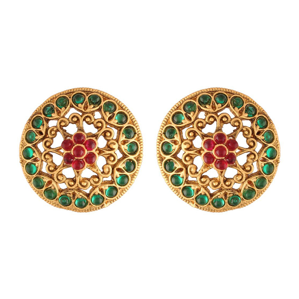 Shining Jewel Traditonal Gold Stud Earrings For Women (SJ_1936), Gold  Earrings For Girl Design