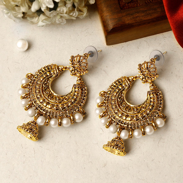 Shrishti Fashion Ethnic Gold Plated Chand Bali Earring For Women