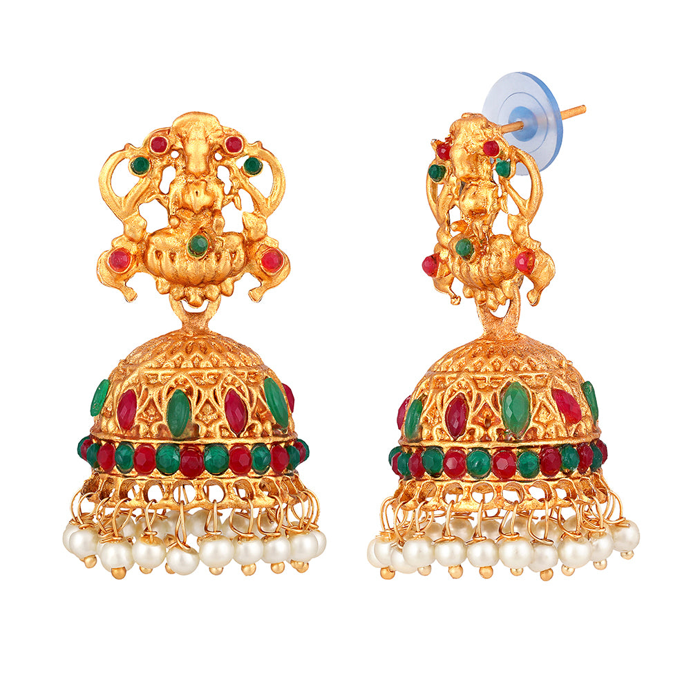 Shrishti Fashion Traditional Laxmi Design Gold Plated Jhumki Earring For Women