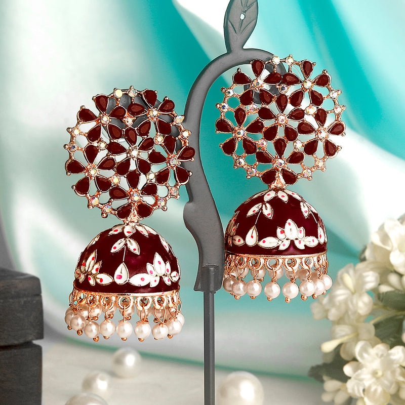 Shrishti Fashion Pretty Lotus Leaf Gold Plated Jhumki Earring For Women