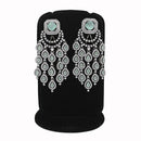 Emerald Black Rodium Plated Ad Stone With Mint Green Stone Work Dangler Earrings - Ejer00080