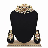 Emerald Maroon Kundan & Pearl Minakari Necklace Set - EJKM0049