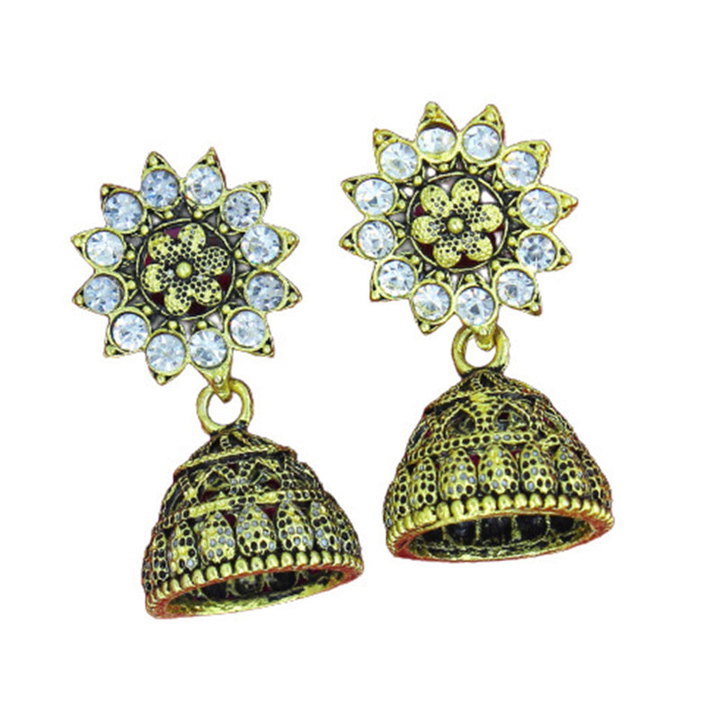 Mahavir Gold Plated Beads Jhumki Earrings