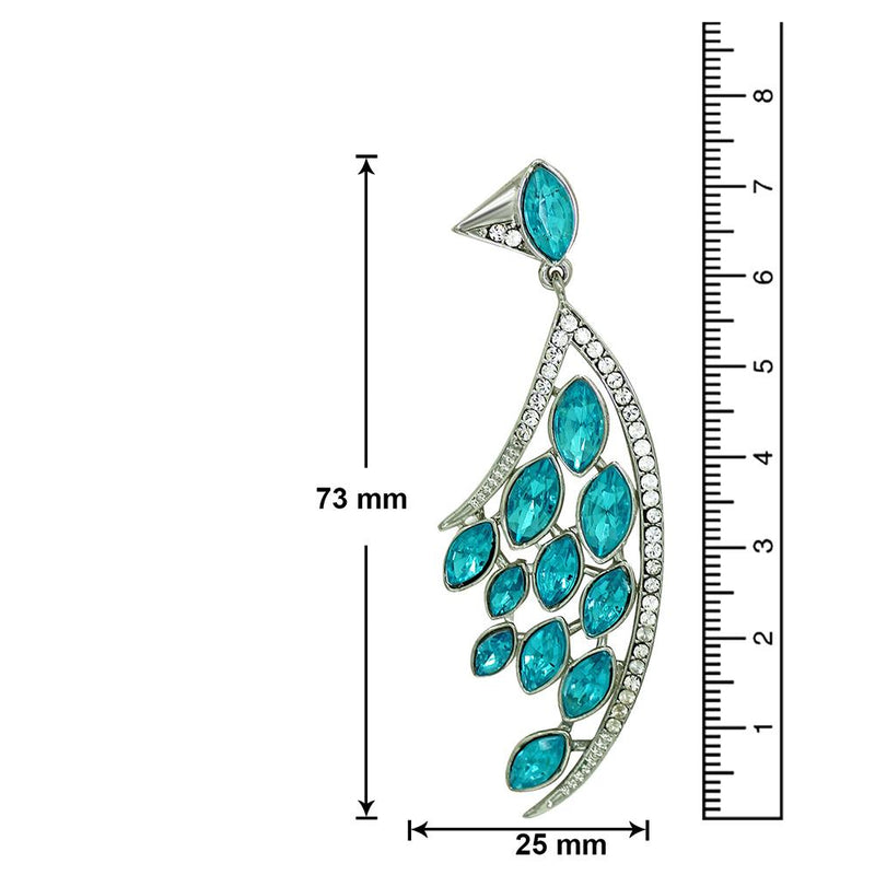 Mahi Feather Shaped Sky Blue Marquise Party Earring