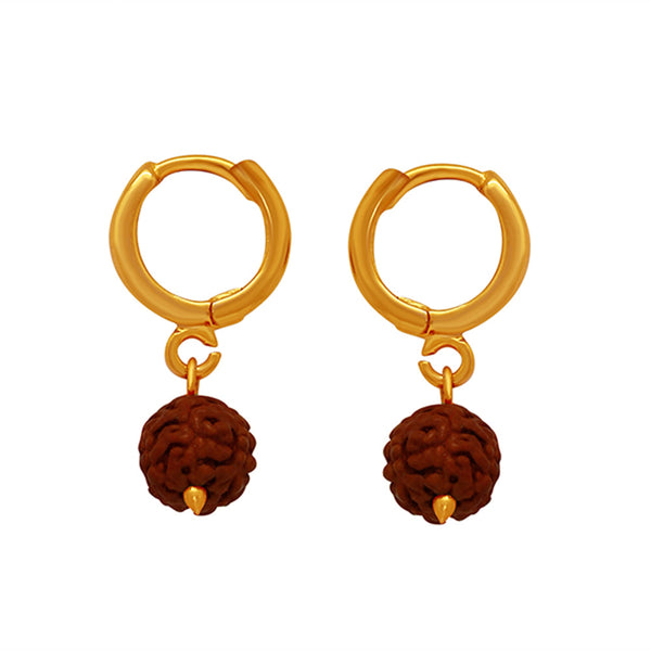 Mahi Gold Plated Lord Shiva Rudraksh Drop Piercing Mens Earrings (ER1109427GMen)