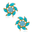 Mahi Floral Love Carrot Blue Crystal Alloy Stud Earring