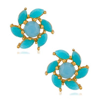 Mahi Floral Love Carrot Blue Crystal Alloy Stud Earring