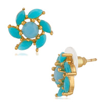 Mahi Floral Love Carrot Blue Crystal Alloy Stud Earring