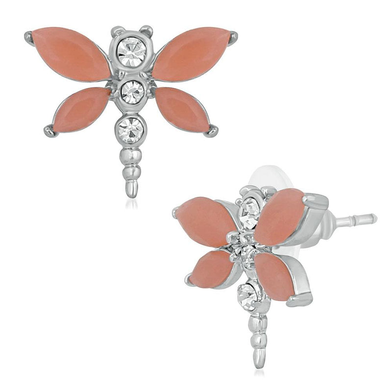 Mahi Rhodium Plated Enchanting Butterfly Inspired Stud Earrings