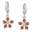 Mahi Rhodium Plated Floral Love Pretty Dangler Earrings With Cubic Zicronia