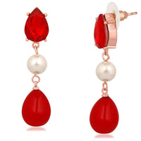 Mahi Rose Gold Plated Partywear Dangler Earrings With Crystal Stone